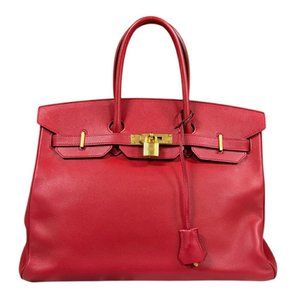 Hermes Birkin 35 handbag, Epsom leather, red, women's, HERMES
